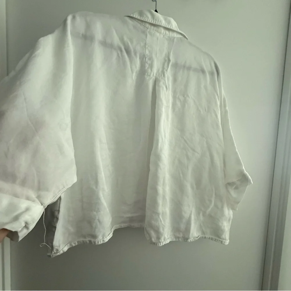 Zara White Oversized Button-Up Shirt - Picture 3 of 7